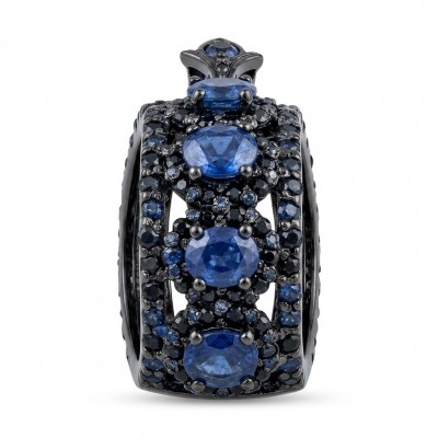 Vintage Beauty 7.7 carat Sapphire Black Rhodium over .925 Sterling Silver handcrafted pendant