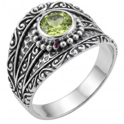Garden 3.9 carat authentic Himalayan Peridot .925 Sterling Silver Handcrafted Statement Ring size 8