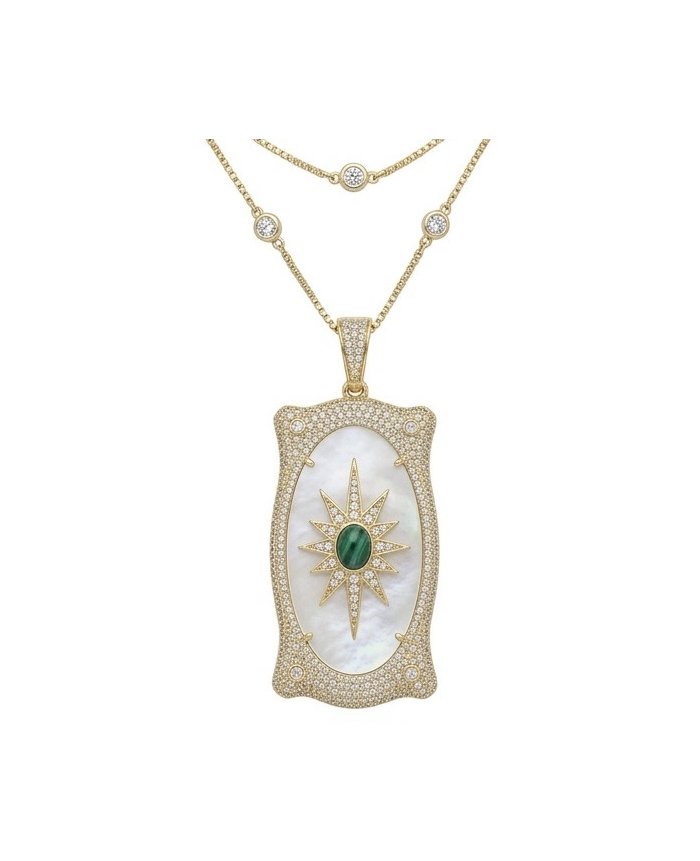 Precious Blister Pearl 2.4 carat Emerald 18K Gold over .925 Sterling Silver .925 Sterling Silver Necklace; 24 inches long - video