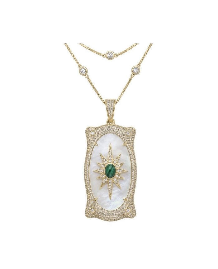 Precious Blister Pearl 2.4 carat Emerald 18K Gold over .925 Sterling Silver .925 Sterling Silver Necklace; 24 inches long