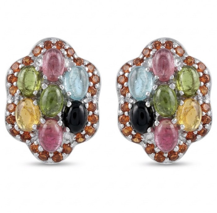 Luxurious authentic 14.2 carat Brazilian Tourmaline rhodium over .925 Sterling Silver handcrafted earrings