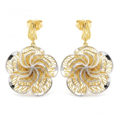 Golden RosesDubai Style - .925 Sterling Silver dipped in 22K Gold handmade Earrings