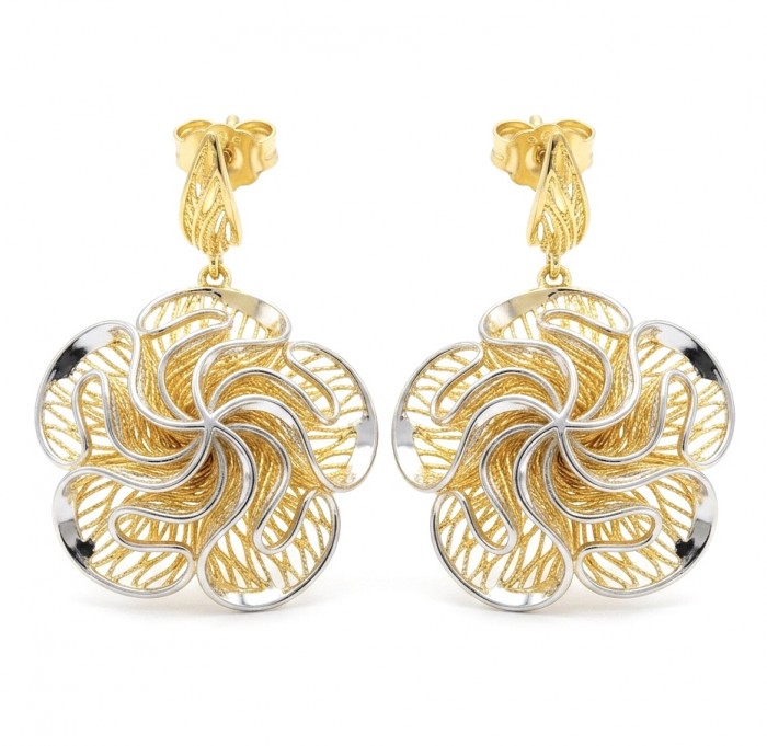 Golden RosesDubai Style - .925 Sterling Silver dipped in 22K Gold handmade Earrings