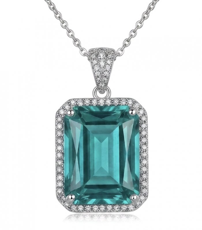 Elizabeth Pedra Azul baquette cut 39.5 carat Aquamarine .925 Sterling Silver handcrafted Statement Necklace - video