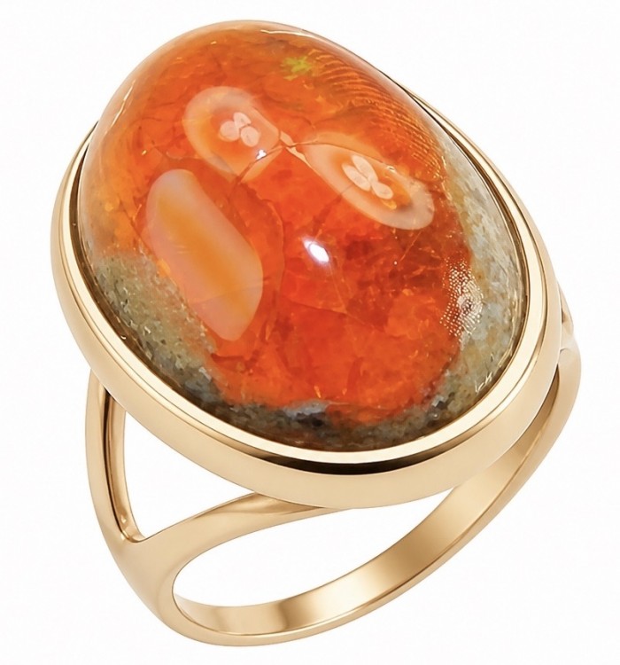 Golden Galaxy best quality 21.9 carat Mexican Opal 18K Gold over .925 Sterling Silver handmade ring 8