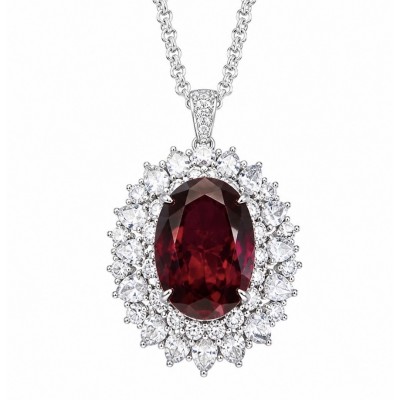 Luxurious 27.9 carat natural Garnet from The Umba Valley in Tanzania .925 Sterling Silver .925 Sterling Silver Statement Necklace