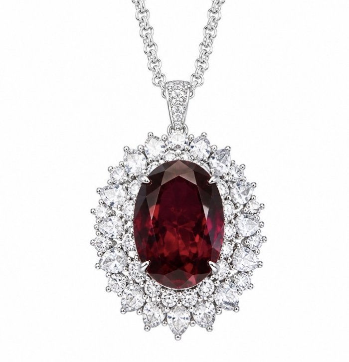 Luxurious 27.9 carat natural Garnet from The Umba Valley in Tanzania .925 Sterling Silver .925 Sterling Silver Statement Necklace - video