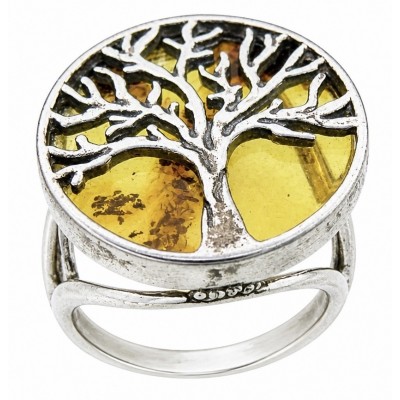 Family Tree Authentic Baltic Amber .925 Sterling Silver handcrafted ring s. 6 1/2