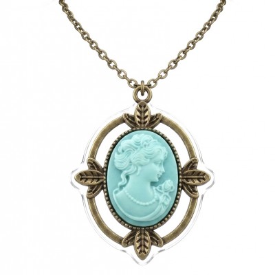 Vintage Beauty Cameo Rainbow Abalone Vintage style dipped in black rhodium Necklace