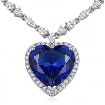 Titanic - Heart of The Ocean Necklace ~ 24.5 Ct Blue Sapphire Necklace In 925 Sterling Silver necklace