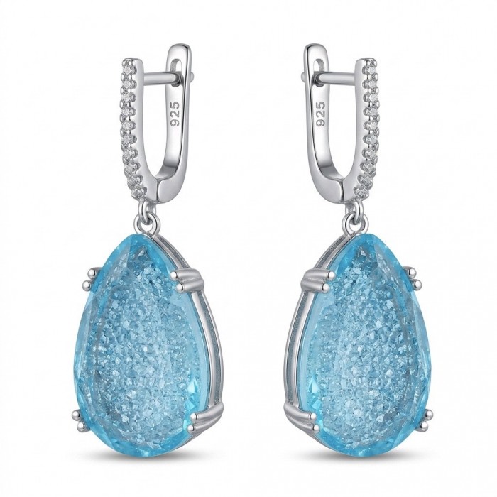 Angelina 20.9 carat authentic Aquamarine .925 Sterling Silver Handcrafted Earrings