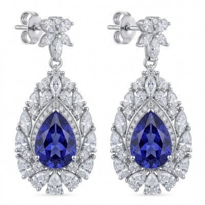 Vintage style - Giovanna - 6.8 carat Tanzanite .925 Sterling Silver handcrafted earrings