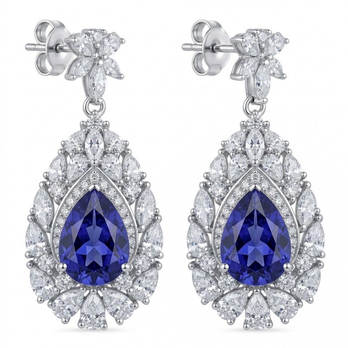 Vintage style - Giovanna - 6.8 carat Tanzanite .925 Sterling Silver handcrafted earrings