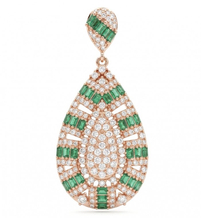 Isabella 4.2 carat oval cut Emerald 18K Rose Gold .925 Sterling Silver Perfectly handcrafted pendant