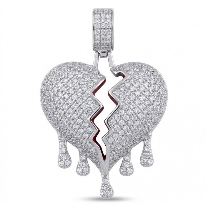 Melting Heart Luxurious 12.4 carat White Topaz .925 Sterling Silver handcrafted pendant