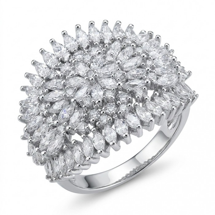 Real Beauty - 10.5 carat White Sapphire .925 Sterling Silver Handcrafted Statement Ring size 8 1/2
