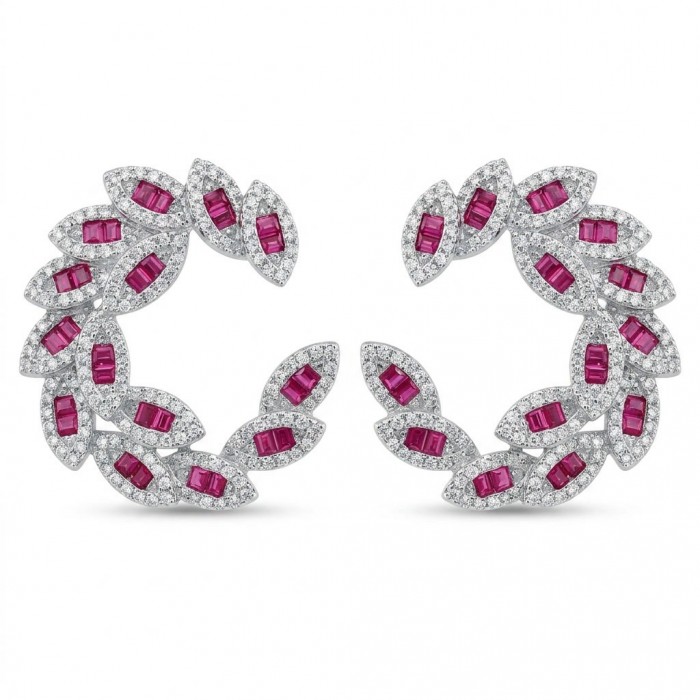 Precious - Art Deco 10.2 carat Ruby .925 Sterling Silver handmade earrings