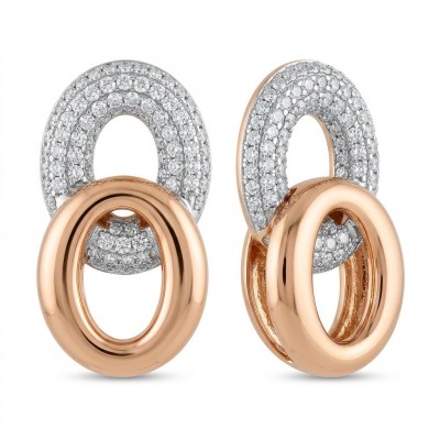 Top quality Sublime 1.38 carat pave White Topaz 14K Rose Gold over .925 Sterling Silver handcrafted Earrings