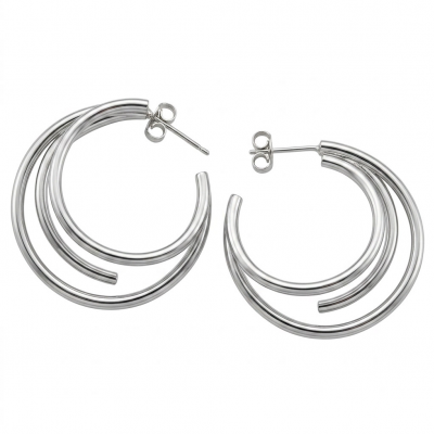 Allure Natural .925 Sterling Silver handcrafted hoop earrings