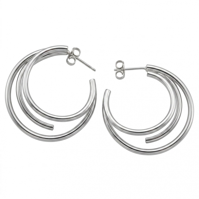 Allure Natural .925 Sterling Silver handcrafted hoop earrings