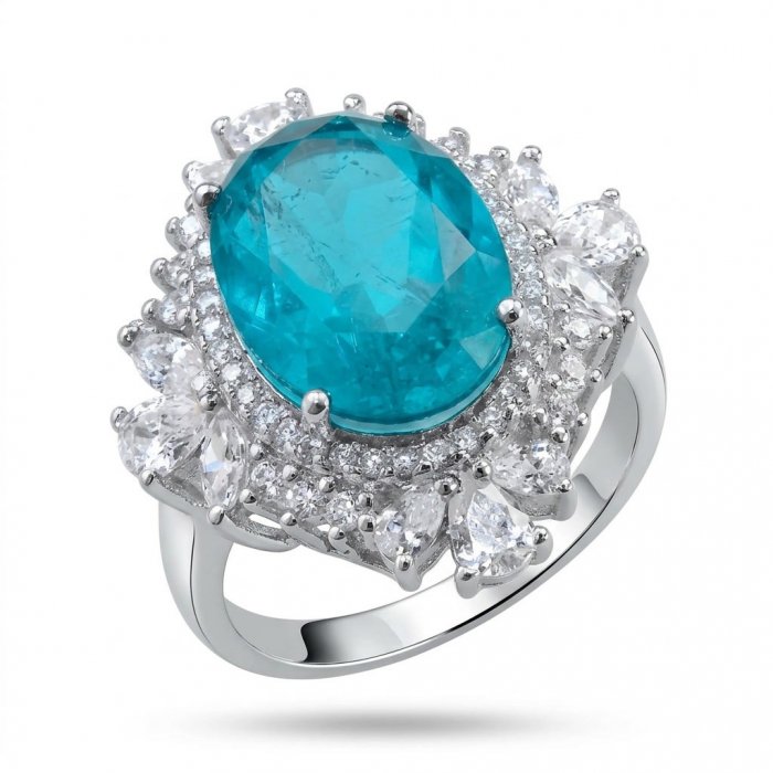 Mesmerizing 14.8 carat Aquamarine rhodium over .925 Sterling Silver handcrafted ring size 8 1/4 - video