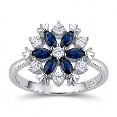 Real 3.2 carat Sapphire Italy Made Silver Sterling Silver spinning ring s. 8 1/4