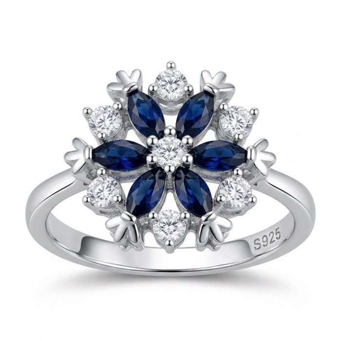 Real 3.2 carat Sapphire Italy Made Silver Sterling Silver spinning ring s. 8 1/4