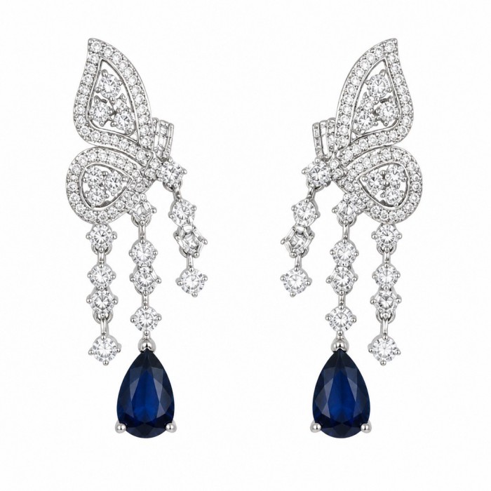 Vintage style - Giovanna - 6.8 carat Sapphire .925 Sterling Silver handcrafted earrings