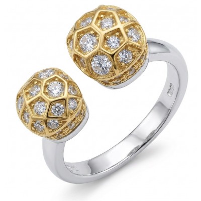 Luxurious 3.8 carat White Topaz 14K Gold over .925 Sterling Silver handcrafted Statement Ring size 7