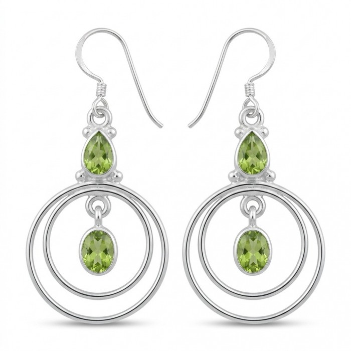 Alessia authentic 2.9 carat Brazilian Peridot Silver handmade Statement earrings