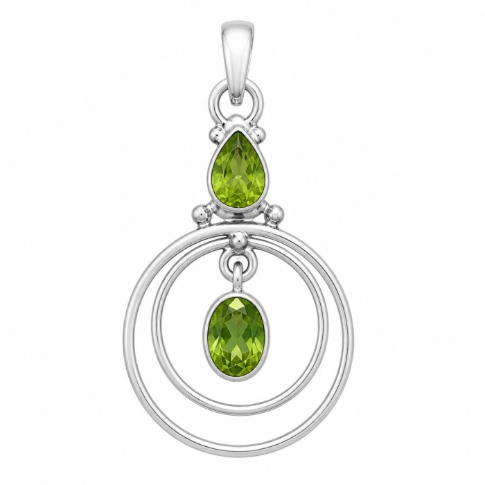 Alessia authentic 2.9 carat Brazilian Peridot Silver handmade Statement pendant