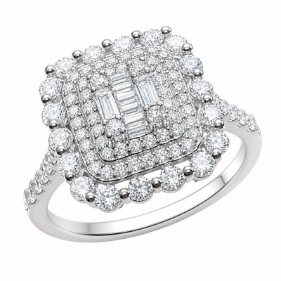 Art Deco Luxurious 6.5 carat White Topaz .925 Sterling Silver ring size 9