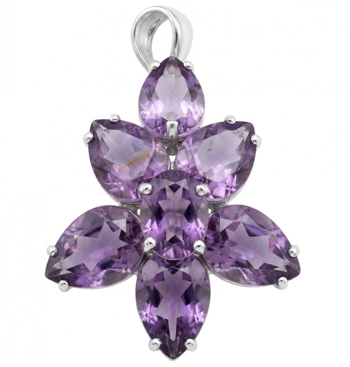 Authentic 24.5 carat Brazilian Amethyst rhodium over .925 Sterling Silver handcrafted Statement Pendant