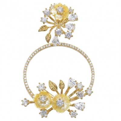 Secret Melody Authentic 11.2 carat Moissanite 22K Gold over .925 Sterling Silver handcrafted Statement Pendant