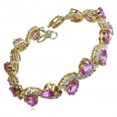 Luxurious 31.4 carat Pink Sapphire .925 Sterling Silver dipped in 18K Gold handcrafted Bracelet