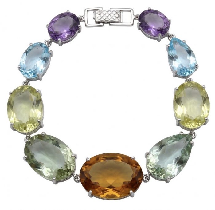 Tutti Frutti 245.5 CARAT MULTIGEM Rhodium over .925 Sterling Silver brilliantly handcrafted Bracelet - video