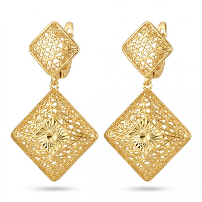 Golden Dubai Style - .925 Sterling Silver dipped in 22K Gold handmade Earrings