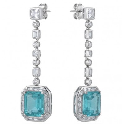 Incredible 8.5 carat Paraiba Tourmaline .925 Sterling Silver entirely handmade earrings