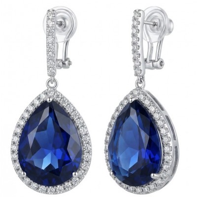 Vintage style - Marlyn - pear cut 14.9 carat Sapphire .925 Sterling Silver handcrafted earrings