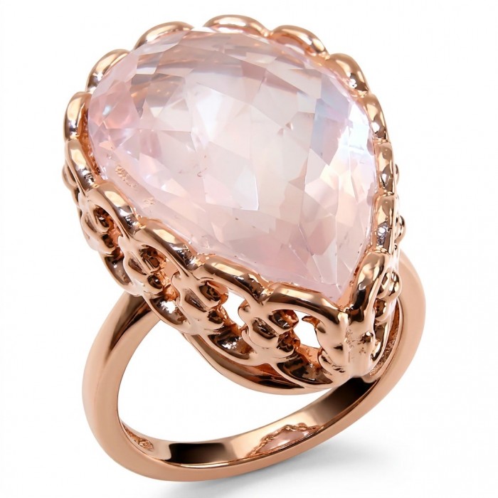 Top quality 22.2 carat Brazilian Rose Quartz .925 Sterling Silver dipped in 18K Rose Gold Handcrafted Ring size 8