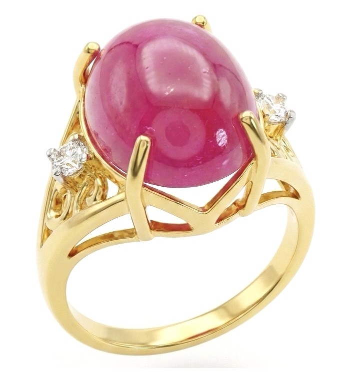 Carmen Natural 11.4 carat Kasmir Ruby .925 Sterling Silver dipped in 22K Gold handmade Statement Ring size 7