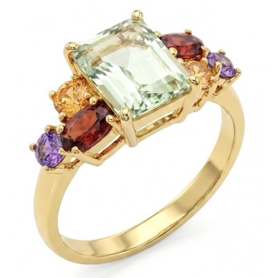 Julietta 5.2 carat Brazilian Citrine .925 Sterling Silver dipped in 18K Gold handcrafted ring; s. 8