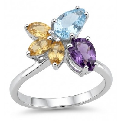 Pacifica 7.8 carat Swiss Blue Topaz .925 Sterling Silver handcrafted ring size 9