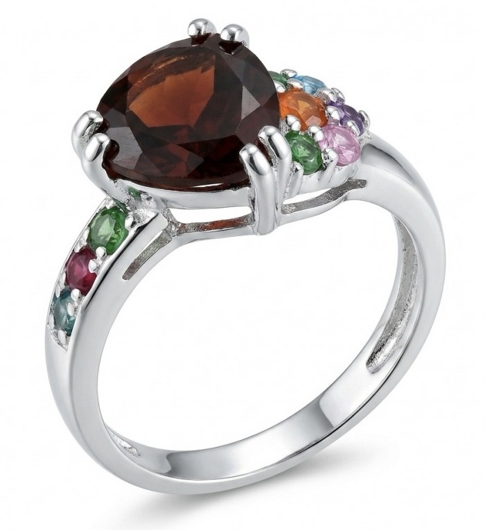 Red Heart 4.8 carat natural Garnet rhodium over .925 Sterling Silver Handcrafted Ring size 7