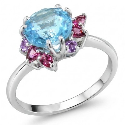 Pacifica 4.8 carat Swiss Blue Topaz .925 Sterling Silver handcrafted ring size 9