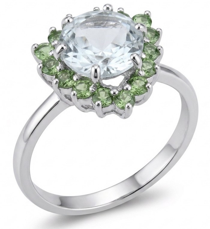 Natural 4.9 carat Green Amethyst Emerald .925 Sterling Silver handmade Statement Ring size 9
