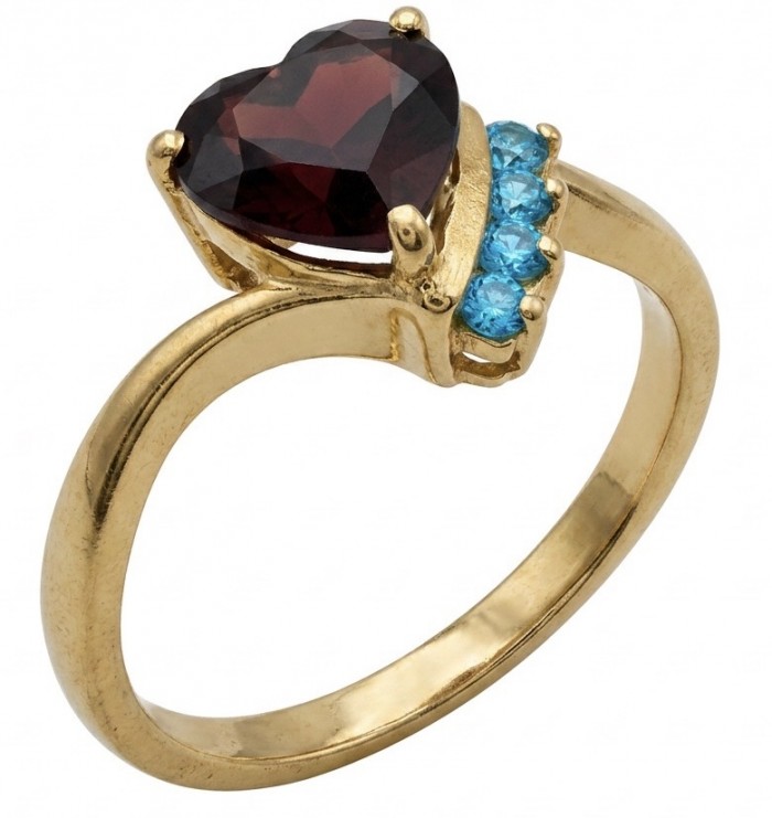 Red Heart 4.1 carat natural Garnet 18K Gold over .925 Sterling Silver Handcrafted Ring size 8