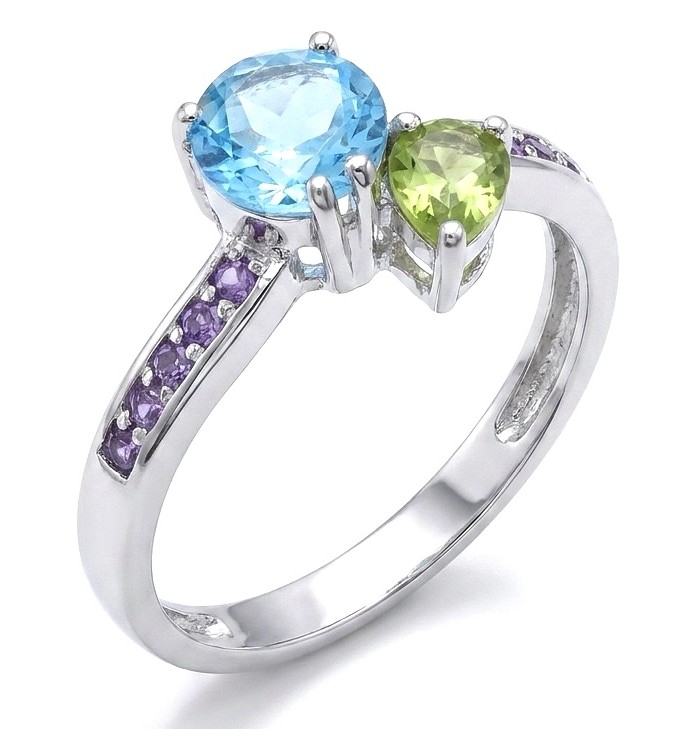 Pacifica 1.8 carat Swiss Blue Topaz .925 Sterling Silver handcrafted ring size 7
