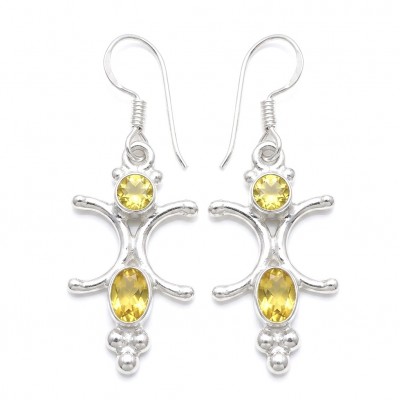 Victoria Authentic 3.5 carat Brazilian Citrine Silver handcrafted Statement earrings