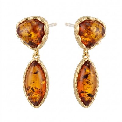 Golden Honey Drops authentic Baltic Amber 14K Gold over .925 Sterling Silver earrings